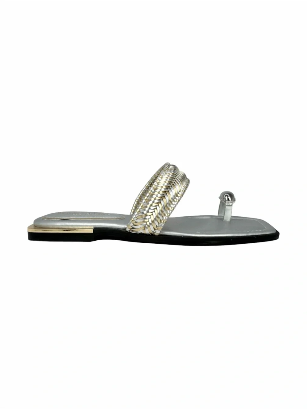 Kenneth Cole New York Women's Andarna Flat Sandals Silver Gold Size 9M